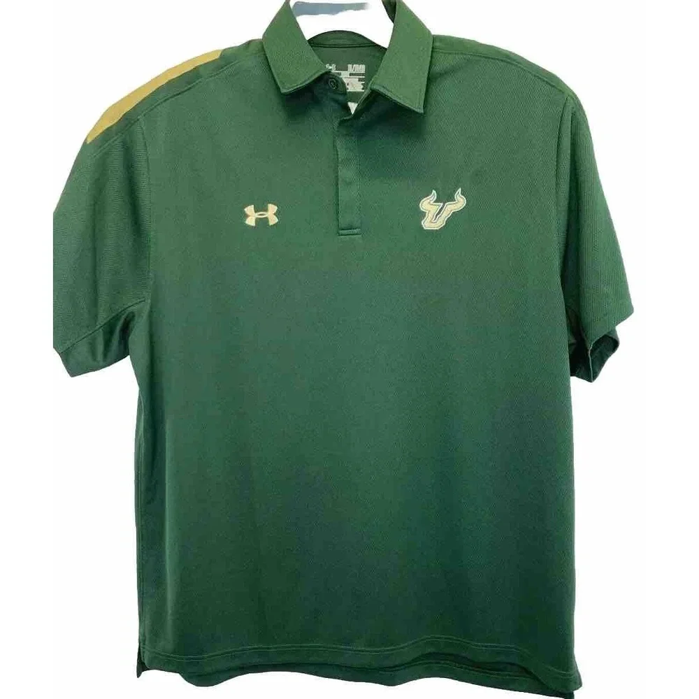 Southern Florida Bulls Under Armour Mens XL Green/Yellow Polo Shirt (F36) NW/OTs